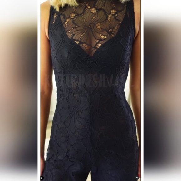 Zara Lace Jumpsuit Wide Black Size XS - Picture 5 of 15